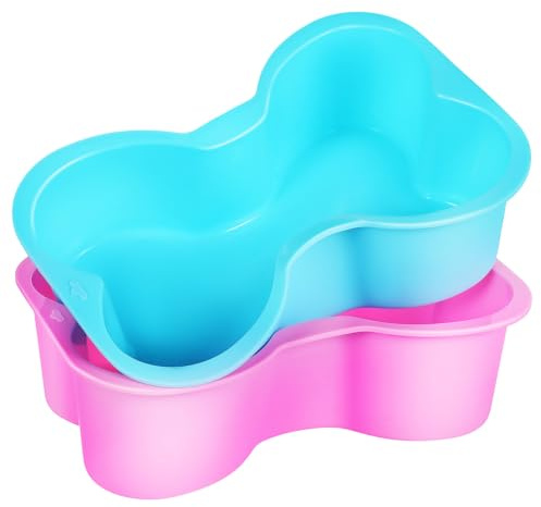 VANZACK 2 Stück Silikon Hundeknochen Kuchenform Flexible Backform Für Hundekuchen Leckerlis Und Haustiergeburtstag Einfach Zu Reinigen Bpa Frei