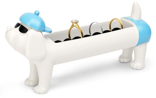 flaxarne Nette Dackel Ringhalter, Harz Schmuck Organizer, Geschenk für Hundeliebhaber, Wiener Hund Dekoration für Zuhause, Büro