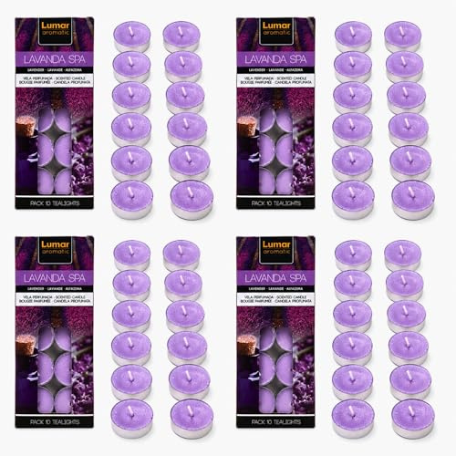 Velas de Té Aromáticas Lavanda, 40 Unidades | Tealights Perfumadas, España
