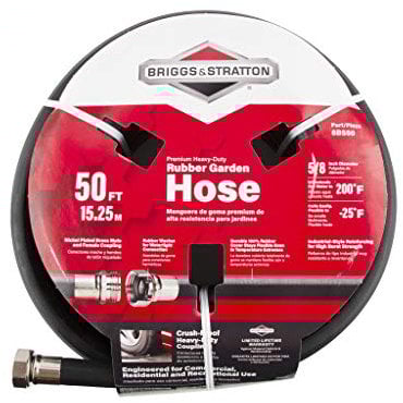 Briggs and Stratton 8BS50 Premium Heavy-Duty Rubber Garden Hose, Black, 50-Foot