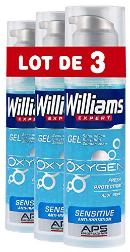 Williams Gel à Raser Oxygen Peau Sensible, Formule Protectrice non Moussante Pour un Rasage Précis, Anti-Irritation (Lot de 3x150ml)