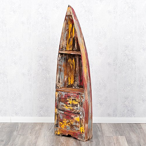 LEBENSwohnART Bootsregal/Bücherregal LACI Jungle 150cm Regal Eckregal Deko Boot Shabby