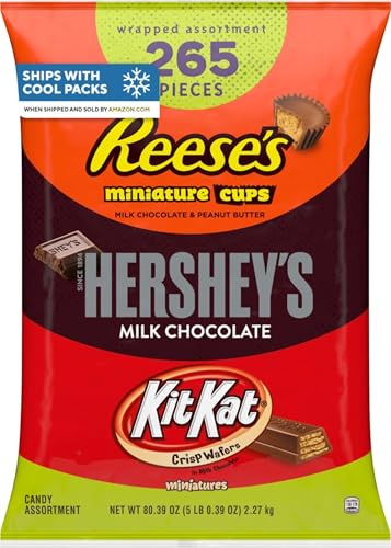 HERSHEY'S, KIT KAT and REESE'S Assorted Milk Chocolate Candy Bulk Bag, 80.32 oz (265 Pieces)