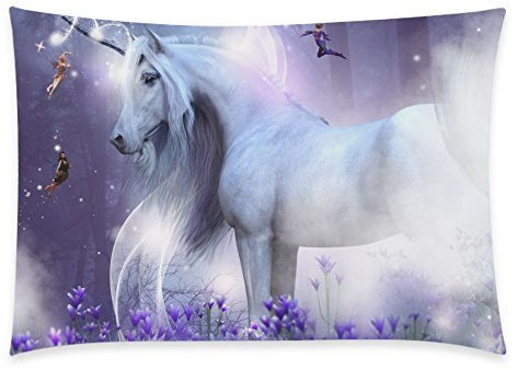 YISUMEI Kissenbezug Kissenhülle 40x80 cm Home Decor Dekokissen Fall Sofa Werfen Kissenbezüge Pillowcases Majestätisches Einhorn mit kleinen Feen, Pferd Pony