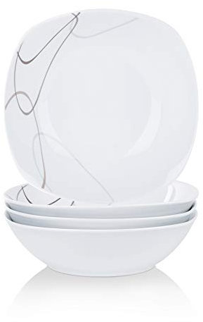 VEWEET 4-teiliges Porzellan Salatschalen-Set, 1050 ml (21,2 x 6 cm) – Ideal für Salat- und Suppenschalen, geeignet für Suppe, Salat, Reis, Müsli und mehr, perfekte Ergänzung zum Tafelservice 'NIKITA'