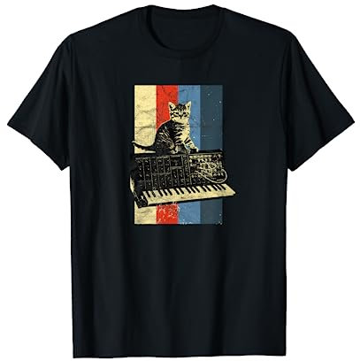 Cat Synthesizer Katze Retro Analog Synth Vintage Studio Gear T-Shirt