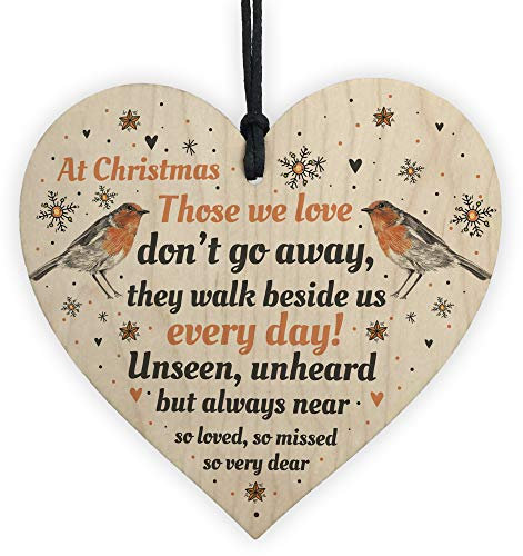 Christbaumkugel, Rotkehlchen, in englischer Sprache, Aufschrift Mum Dad Nan, Rot