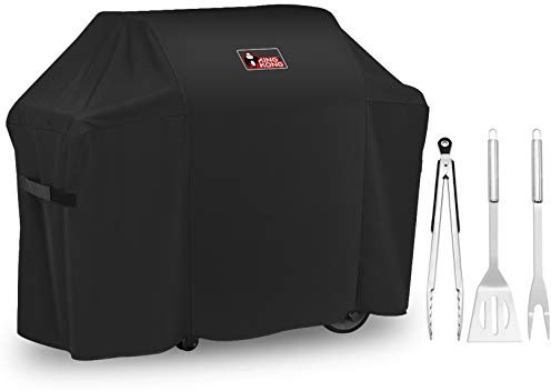 Kingkong Grill Cover 7130 Premium Outdoor Cover for Weber Genesis II 3 Burner & Genesis 300 Series Grill and Genesis II LX 300 Series Gas Grill Including Stainless Steel Meat Fork, Spatula and Tongs