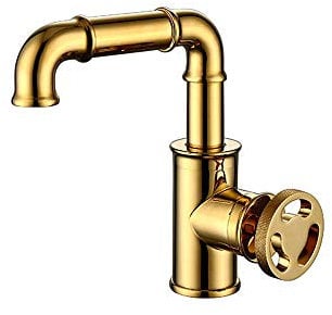 WRISCG Vintage Wasserhahn Antik Industrie Stil Copper Wasserhahn, Steampunk Creative Kunst Bronze Wasserhahn, Küche Badezimmer Hotel Waschbecken Wasserhahn,B