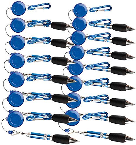 PEARL Jo-Jo-Kugelschreiber: 15er-Set Pen-Rewinder mit Karabiner-Haken und Gürtelclip, 60 cm Leine (Kugelschreiber zum Verschenken, Kugelschreiber mit Karabinerhaken, Kabelaufroller)