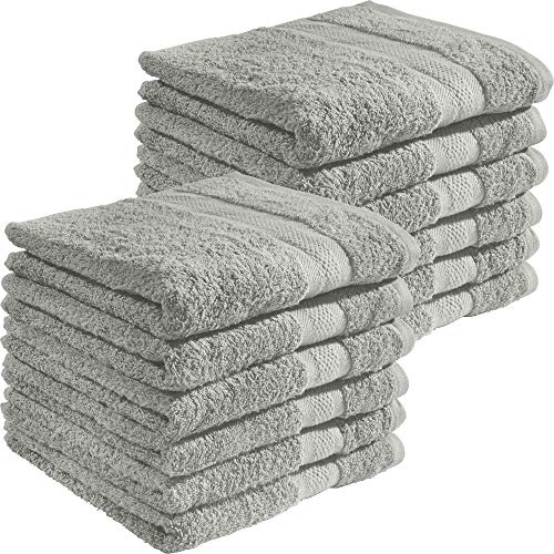 REDBEST Handtuchset, Frottierset 12er-Pack Chicago grau Größe 50x100 cm - saugstark, strapazierfähig, ideal für Reisen, Sport (weitere Farben)
