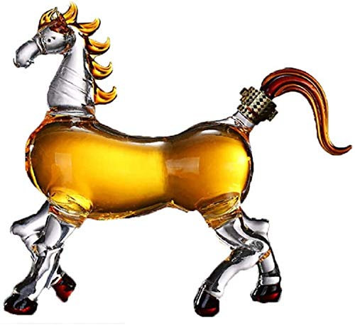 SHUKUILIUDT Whisky Karaffe Whisky Dekanter Horse Dekanter, Whisky Decanter, Handwerk Wein Flasche Pferd Weinglas Wein Flasche Tierform High BOR Glas (Color : #1, Size : 1000ml)