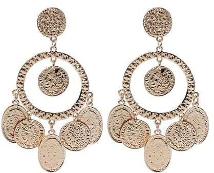 XIGAWAY Tribale Rara Monete Grande Cerchio Banjara Kuchi Danza Del Ventre Boho Gypsy Orecchini Pendenti
