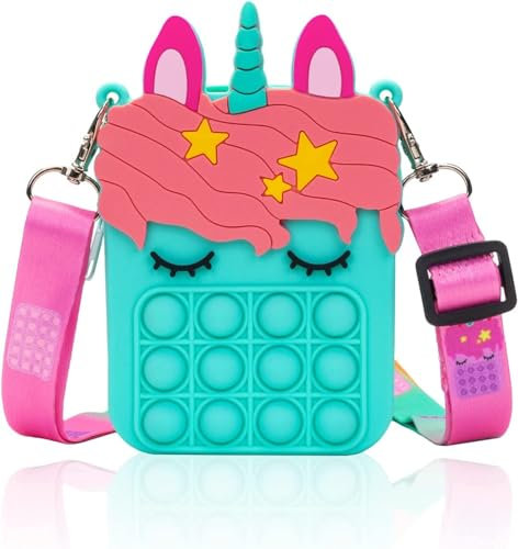 Accevo Pop Push It Tasche Handtasche, Poppet Tasche Fidget Toys Umhängetasche mit Längenverstellbarem Tragegurt, Pop Schultertaschen it Stressabbau Pop Bag für Kinder