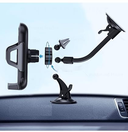 sunontek Porta Cellulare da Auto Parabrezza, Braccio Lungo Regolabile/Super Ventosa/Rotazione a 360° Porta Telefono Auto,dashboard,cruscotto, Compatibile con Sumsung, iPhone ...
