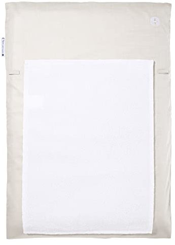 nordic coast company Wickelauflage 50x70 | Wickelunterlage Natur Sand Beige | Wickelauflagenbezug inkl. abnehmbares Frottee Handtuch | Alternative zu Wickelauflage abwaschbar