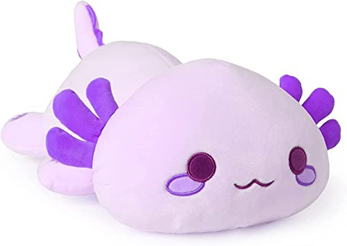 shownicer Animaux en Peluche Axolotl Oreiller en Peluche Kawaii Axolotl Peluche Géante, Jouet Animal Poupée Coussin Peluche Cadeau pour Enfants Filles 3+ Ans (Violet, 33cm)