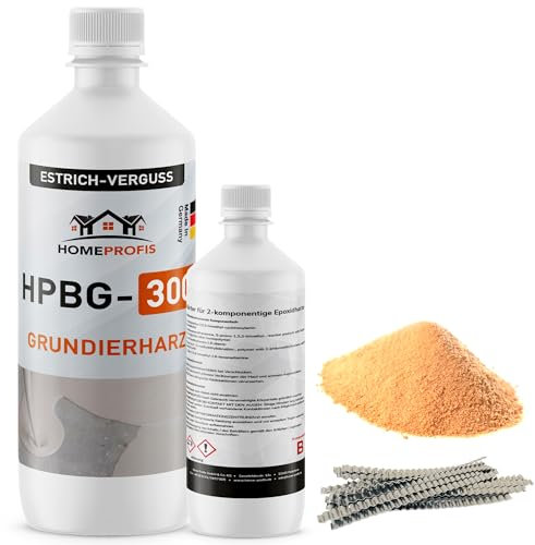 Home Profis® Epoxidharz Set zur Estrich Reparatur | 12kg Epoxy Resin Gießharz inkl. 160 Estrichklammern & Quarzsand | 2K Injektionsharz Rissfüller | Epoxidharz mit Härter