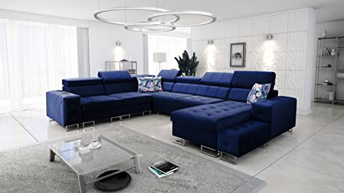 All4All Ecksofa Hugo VIII cm 362x288cm - Schlaffunktion - Bettkasten - U-Form - Couch - Eckcouch - Schlafsofa - Sofaeck - Bett - Wohnlandschaft - Magic Velvet 2216 Seite Rechts 26