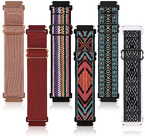 SAVITA 6 piezas de Correa de Nailon Elástico, Pulsera Elástica de 20 mm para Reloj Banda Elástica para Samsung Galaxy Watch 5 40 mm, Galaxy Watch5 44 mm, Galaxy Watch 5Pro 45 mm