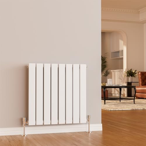 EMKE 600 x 600 mm Radiator Cover White Vertical Radiator Small Radiator Wall Mounted Modern Single Flat Panel Radiators Central Heating Radiator Bathroom Radiators for Bedroom Sitting Room