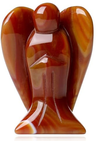 QINJIEJIE 50mm Engel Figur Karneol Schutzengel Natürliche Kristalle Edelsteine Heilung Kristall Wächter Engel Statue Reiki Engel Figur Angel Deko Geschenke