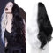 PORSMEER Halb schwarze halb weiße Perücke Lange gelockte gewellte Mittelscheitel Synthetische hitzebeständige Perücke für Frauen/Mädchen Kostüm Halloween Wig