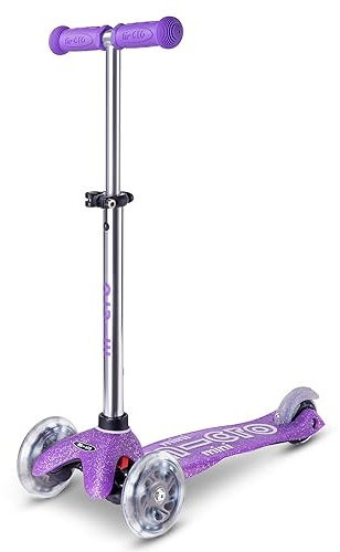 Micro Mobility mini micro Deluxe Fairy Glitter mit LED Rollen, Höhenverstellbar, ab 2-5 Jahren in der Farbe Violett glitzernd, MMD207
