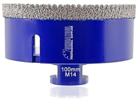 SHDIATOOL Diamant Bohrkrone Kachel Lochschneider Werkzeug Lochsäge mit M14 Gewinde für Porzellan Kachel Marmor Keramik Granit, 100mm Bohrer