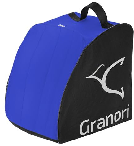 Granori Skischuhtasche Skistiefeltasche mit Rucksackfunktion sowie Platz für Helm und Zubehör | Skischuhrucksack Bootbag Helmtasche Ski-, Snowboard- und Schlittschuhe (Blau-Schwarz)