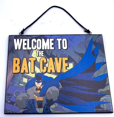 Panneau mural réversible en bois Batman Welcome to the Bat Cave - Gotham City - 25,4 x 20,3 cm