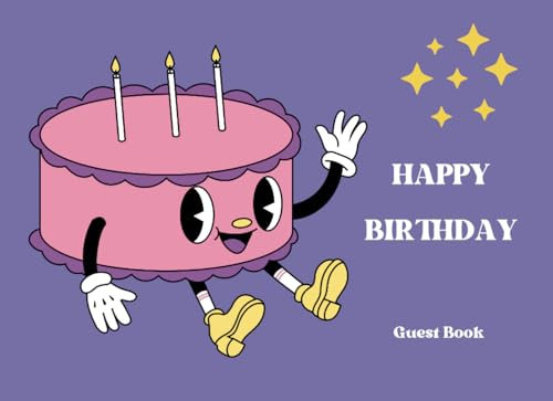 Retro Cake Happy Birthday Guest Book