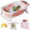 LiveGo Baby Badewanne mit Echtzeit-Temperaturüberwachung, Faltbare Babybadewanne für Neugeborene und Kleinkinder, Tragbare Badewanne mit Rutschfester Sitzmatte, Ideal für 0-36 Monate