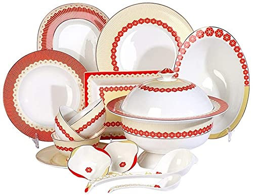GaRcan Dinner Plate Luxurious Dinner Set for Party or Wgifts, 50 Piece Bchina Dinnerware Set of Dinner Plate, Salad Plate, Cereal Bowl Service for 10 Chinese Style