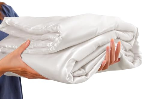 Luowei Satin Decke 150 x 200 cm Sommer Kühlende und Atmungsaktive, weiß | Leicht, Seidig & Glänzend Decke für Outdoor, Sofa, Reisen, Balkon, Terrasse, Picknick & Camping