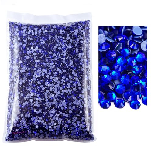 BLINGINBOX Hotfix Strasssteine zum Basteln, 14400 Stück, Glas-Strasssteine mit flacher Rückseite, Hotfix-Edelsteine für Kleidung, DIY-Dekoration (Saphir, SS20)