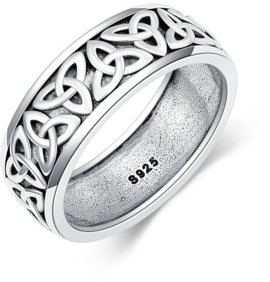 PDTJMTG Herren Ringe 925 Silber Keltischer Knotenring aus SterlingSilber 8mm Keltischer Knoten Ehering für Männer und Frauen Geschenk (Silber, 57（18.1）)