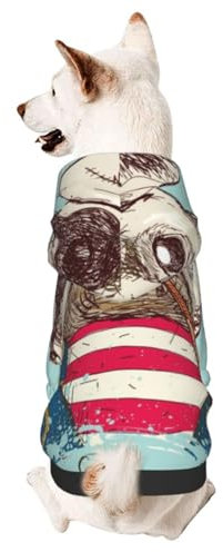 Hundepullover mit Piratenmotiv und Mops, Winterpullover