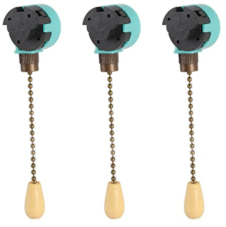 Ceiling Fan Lamp Switch 3-Speed Pull Chain Switch for Ceiling Lamp Wall (Bronze)