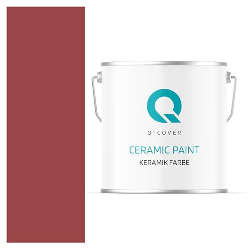Q-COVER Keramik Farbe 5L (ca.35m²) Dunkelrot Wandfarbe Innenfarbe Abwaschbar Klasse 1 Mattfarbe Deckenfarbe Scheuerfest Küche Bad Treppen Ceramic Hohe Deckkfraft