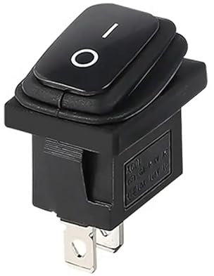 Wasserdichter IP65 Mini-Kippschalter, Geräteschalter 250V 6A, 125V 10A AC, KCD1 (6V 9V 12V 24V 125V AC/DC), schwarz rechteckig 19 x 13 mm, 2-polig EIN/AUS