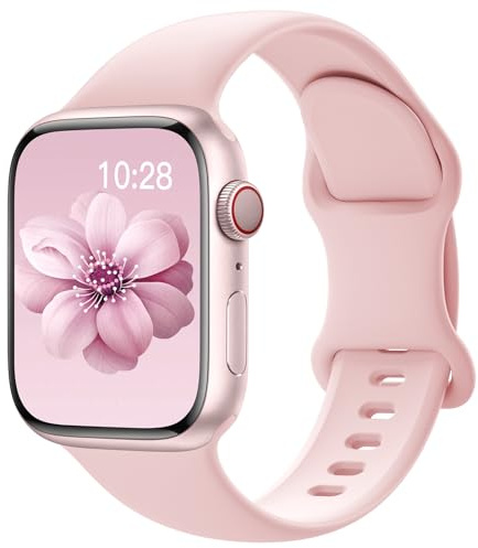 Yoohoo Silicone Band Compatible with Apple Watch Straps 38mm 40mm 41mm 42mm | Sport Strap for Women Men,Soft and Breathable,Replacement Bands for iWatch Series 11 10 9 8 7 6 5 4 3 SE Ultra,Bright Pink