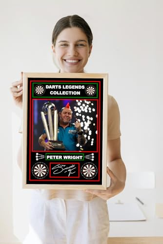Darts Legends Collection: Peter Wright, Dart Champion Vorgedrucktes Autogramm, signierter Druck, Dartspieler, Fan-Kunst, A3-Druck