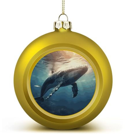 Weihnachtskugel-Ornamente, Wal über Meerwasser, hängende Weihnachtsbaumkugeln, goldene Weihnachtskugeln, Ornamente für Urlaub, Party, Dekoration, Heimdekoration