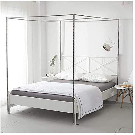 Bettrahmen aus Metall mit Moskitonetz für Einzelbett, Doppelbett, Kingsize, Super-King-Size-Bett, 2 Farboptionen