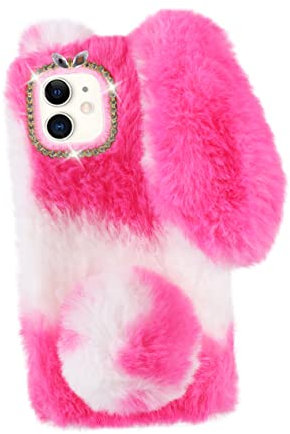 GARVALON Flauschige Handyhülle Hasenförmige Plüsch Schutzhülle Für Mini Kompatibel Mit Cartoon Design TPU Material Abdeckung Für Telefon Fall