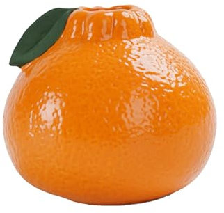 JYCRA Kleine Vintage-Keramikvase, Orangefarbene Keramikvase, Orangefarbene Blumenvase in Fruchtform, Dekorative Tischvase, für Zuhause, Küche, Büro, Dekoration