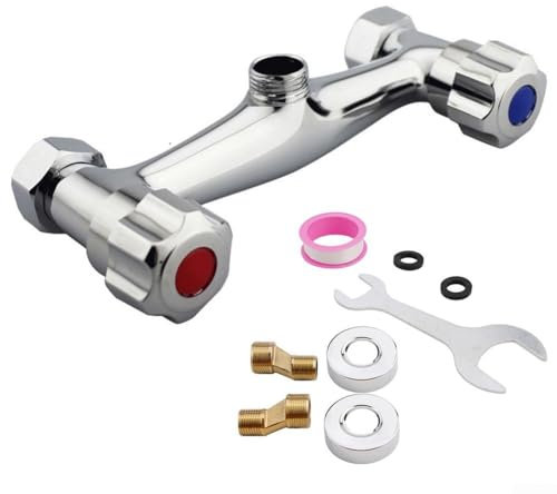 YUANGANG Mitigeur de douche thermostatique avec deux sorties en laiton - Fixation murale - Robinet de dérivation en laiton chromé - Accessoire de salle de bain