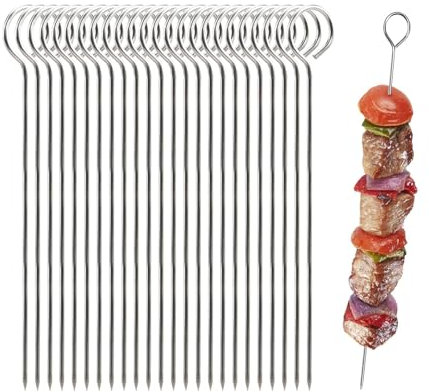 Brochettes pour Barbecue,30 Pièces Pique Brochettes,RéUtilisables Brochette pour Barbecue,Pique Brochettes Acier pour Viande Grillée,Fruits de Mer,Légumes