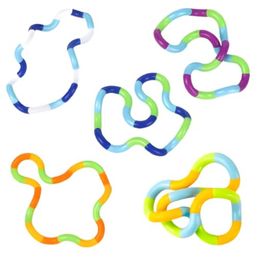 Diffaxy 5 Stück Tangle Fidget Toy, Zappelspielzeug gegen Angst, Tangle Fidget Toy Abnehmbares Spleißen für Kinder und Erwachsene, Stressabbau-Silent-Spielzeug